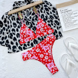 Bikini 2026 Sexy Swimwear Swimsuit Women Push Up High Waist Backless Floral Print Red Bikinis Set Bathing Suit Beach Bikini New