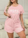 Summer fashion home wear European and American large size short-sleeved shorts two-piece pajamas 4XL 5XL