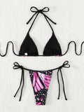 Sexy 4 Colors Printed Halter Padded Bikini Female Swimsuit Women Swimwear Two-pieces Bikini set Bather Bathing Suit Swim K4910