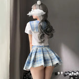 Japanese Sweet Plaid Cheerleading School Girl Cosplay Student Uniform Role Play Sexy Costume Sex Lingerie for Women