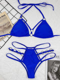 2025 Sexy Halter Strappy Metal Rings Bikini Women Swimwear Female Swimsuit Two-pieces Bikini set High Cut Bathing Suit Swim Lady