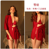 Sexy bikini robe set three-point cardigan robe two-piece set