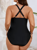 2026 Black V-neck Swimwear Female Large Plus Big Size Swimsuit Women One Piece Bathers Bathing Swimming Swim Suit Beachwear 5XL