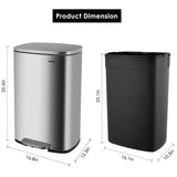 Stainless Steel Kitchen Step Trash Can With Foot Pedal
