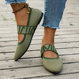 Knitted Color-block Women's Flat Shoes Dressy Ballet Flats Casual striped straps Pointed Toe Loafers Female Daily Shoes Big Size