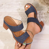 Plus Size Women's High Heels Platform Sandals Lightweight Thick Heel Summer Slippers Woman Comfort Non Slip Sandalias De Mujer