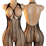 Desire Night EroticOpen Back Bras BodySuits Hanging Neck Bodystockings Crotchless Lingerie Women Sexy Mesh Hollow Underwear Set