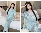 Women's padded pajamas spring and summer three-piece silk home clothes can be worn outside