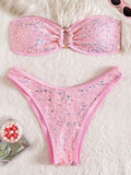 Shiny Sequins Fishnet Bandeau Bikini Women Swimsuit Female Swimwear Two-pieces Bikini Set High Cut Bathing Suit Swim Beachwear