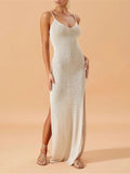 V Neck Sleeveless Hollow Out Crochet Knitted Tunic Beach Cover Up Cover-ups Beach Dress Beach Wear Beachwear Female Women V7212