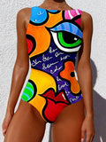 2026 Printed High Neck One Piece Swimsuit Women Brazilian Swimwear Female Bather Halter Bathing Suit Swim Wear Monokini Lady