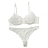 Women's Sexy Embroidered Lace Underwear With Steel Rims Push Up Breathable And Comfortable Close Fitting Underwear Set YS2864