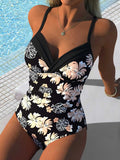 Sexy Black Leopard Print Gradient Swimwear Women 2026 V Neck Tummy Control One Piece Swimsuit Large Size Beach Bathing Suits
