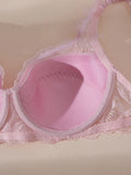 2Pcs/Set Lace Bra for Women Sexy Underwire Push-Up Bra Breathable Mesh Thin Soft Lingerie Adjustable No Lining Women's Bra