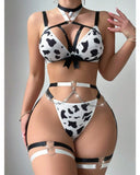 Toucheart Sexy Lingerie Suit Spotted Sexy Neck Halter Pure Sensual Uniform Lingerie Split Set Women's Sexy Halter Underwear Suit