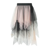 Women's Irregular Tulle Long Skirts Elastic High Waist Layered Mesh Tutu A-line Skirts Bohemian Korean Fashion Y2K Skirts