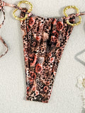 2026 Triangle Halter Thong Bikinis Women Printed Swimwear Female Sexy Ring Linked Swimsuit Bathers Bathing Swimming Swim Suit