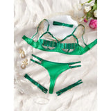 Toucheart Hollow Out 4-piece Sexys Set Transparent Lingerie For Women Underwear See Through Lingerie Sets Female Sexy Costumes