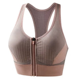 New Sports Bra Women Striped Patchwork Front Zipper Shockproof Vest Jogging Gym Crop Top Female Tops Sport Bras Sutian Feminino