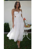 Foridol Strapless Yellow White Summer Dress for Women Elegant Holiday Beach Boho Maxi Long Sundress Backless Sexy Party Vestidos