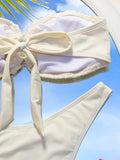3D Flowers High Leg Cut Bandeau Bikini Women Swimsuit Female Swimwear Two-pieces Bikini Set Bather Bathing Suit Swim Beachwear