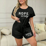 Summer fashion home wear European and American large size short-sleeved shorts two-piece pajamas 4XL 5XL