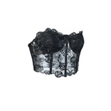 Phantasy Sexy Lace See through Crop Top Women Fashion Floral Embroidery Black Tank Top Night club Dress up 2026 Summer Outfit