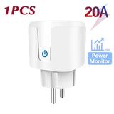 WiFi Smart Plug 16A/20A EU Smart Socket With Power Monitoring Timing Function Works with Tuya Smart Life App Voice Control