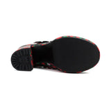 Big Size 43 High Quality Women's y2k Block High Heels Sweet Strawberry Print Mary Jane Pumps Black Pink Platform Lolita Shoes