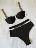 Women's Corset Cute Bikini Set Denim Casual Style Leisure Suit Comfortable Swimsuit For Girls Beach Holiday Beachwear
