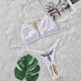Bikini 2026 Sexy Bohemia Crystal Diamond Rhinestone Hollow Swimwear Swimsuit Women Solid Bikinis Set Bathing Suit Bikini Luxe