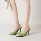 Spring and Summer New Style Fashion High Heels Women's Slippers Pointed Tip Concise Sexy Party Women's Shoes High 8cm Size 35-43