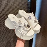 Metal Decor Chunky Platform Sandals Women 2026 Summer Open Toe High Heels Clogs Slippers Woman Bowknot Wedge Heel Sandles Female