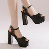 New Women Sandals Summer Shoes Sexy Peep Toe Thick High Heels Platform Black Dress Party Wedding Shoes Woman Pumps