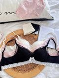 Japanese Anime Lace Bra Set Push Up Wireless Bralette Small Bust Seamless Sexy Triangle Cup Lingerie Set Spring Summer MOYISU