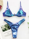PU Leather Underwired V-bar Bikini Female Swimsuit Women Thong Swimwear Two-pieces Bikini Set High Cut Bathing Suit Swim Lady