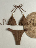 2026 Wrinkled Crinkled Halter Bikini Women Swimwear Female Swimsuit Padded Bather Bathing Suit Swim Two-pieces Bikini set K8135