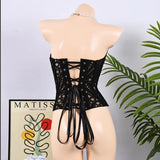 Toucheart Hot Girl Suspender Sexy Top with Fishbone Corset Intimate Hollow See-through Lace Classic Romantic Retro Palace Corset