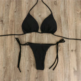 Women Thong Bikini Set Side Tie Sexy Swimsuit Bandage Style Brazilian Swimwear Woman Clothing Red/Blue/Black/White/Wine Red/Pink