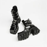 2025 Brand Fashion Women's Black Summer Gladiator Sandals Fashion Leisure Square Heels Casual Platform Shoes Big Size 43