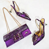 Doershow High Quality African Style Ladies Shoes And Bags Set Latest BROWN Italian Shoes And Bag Set For Party HM1-1