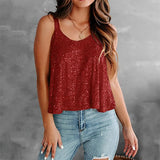 2026 Summer Fashion Women's Tanks Sexy Sequins Camisole Lady Casual Sliver Women's Strap Top Night club Streetwear Y2K Dress up