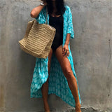 7 Colors Leaves Printed With Belt Half Sleeve Tunic Beach Cover Up Cover-ups Beach Dress Beach Wear Beachwear Female Women V4511