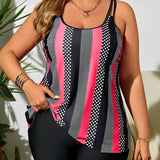 2026 Large Plus Size Tankini High Waist Swimsuit Women Strappy Striped Swimwear Female Bathers Bathing Swimming Swim Suit  4XL