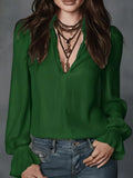 2026 Spring Women's Shirts European and American Fashion Long Sleeve Tops Solid Color Korean Style Lapel Shirts with Ruffles
