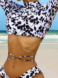 2026 Floral Bikinis Women Long Sleeve Swimsuit Backless Swimwear Female Bathers Bathing Swimming Suit Summer Beachwear