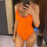 5 Colors V Neck Ribbed Cross Back One Piece Swimsuit Women Swimwear Female High Leg Cut Monokini  Bather Bathing Suit Swim V6278