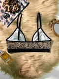 Hot 3/4 Cup Sexy Deep V leopard Wireless bra Fashion front closure Push up bra Comfortable unlined sexy lingerie