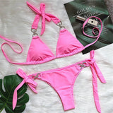 New Halter Bling Diamond Brazilian Bikini Female Swimsuit Women Swimwear Two-Pieces Bikini Set Bather Bathing Suit Swim V2340