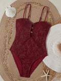 Leaves Printed Mesh Hollow Out Women Swimwear One Piece Swimsuit Female Monokini High Leg Cut Bather Slim Bathing Suit Swim Lady